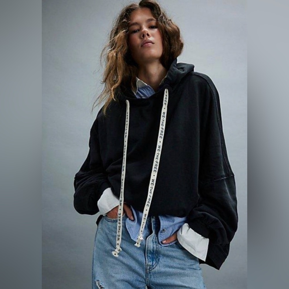 NWOT Free People We The Free We Hoodie Oversized Washed Black XS
